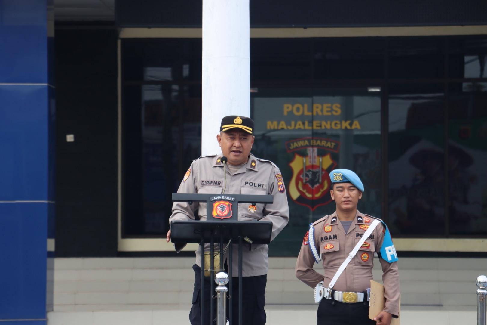 Apel Pagi Polres Majalengka Di Pimpin Oleh Kabagren KOMPOL Cucu Supiar Sampaikan Arahan Pimpinan